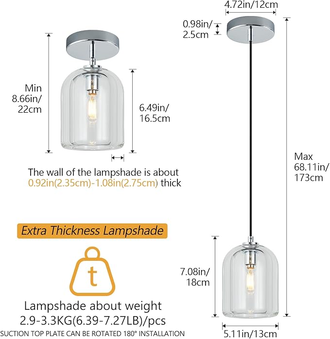 Modern Chrome Pendant Lights Kitchen Island Ceiling Chandelier Indoor Crystal Hanging Light Fixtures for Dining Room Kitchen Living Room Bedroom（1Pack）