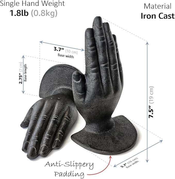 Ambipolar Hands Style Decorative Bookends - Antique Black Cast Iron Decorative Accent for Home Decor, Bookshelf, Living Room Decor, Decorative Bookends for Heavy Books