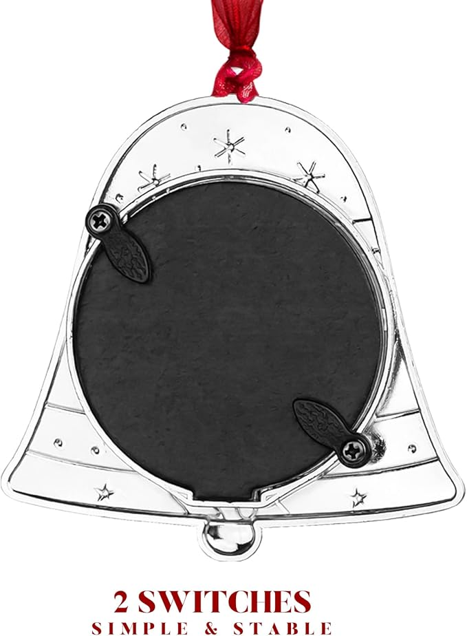 GUOER 2025 Christmas Tree Ornament Picture Frame Holiday Keepsake Gift Home Decor Christmas Decorations Xmas Gifts Pendant with 2” Photo Frame Insert (2025 Bell)