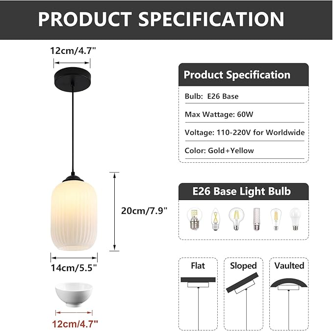 Modern Cylinder Pendant Lighting Mini Black and White Pendant Light Mid Century Ribbed Glass Flush Mount Ceiling Light Farmhouse Hanging Pendant Light Fixture
