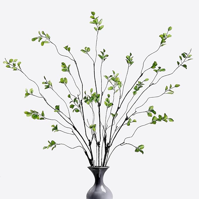 4 Pcs Artificial Ficus Branches Faux Eucalyptus Stems, 47.2 Inch Fake Greenery Stems Realistic Touch Faux Branches for Vase for Office Home Wedding Vase Filler Decoration