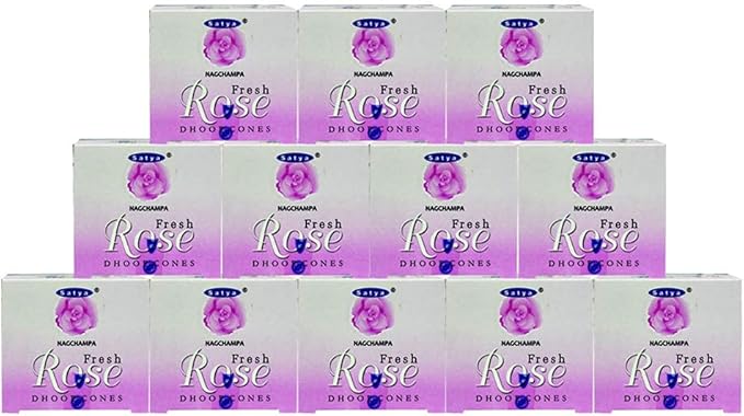 Fresh Rose Incense Cones and Cone Incense Burner Bundle Insence Insense Satya Incense