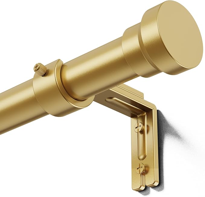YaFex Curtain Rods 32-84 Inch, Heavy Duty 1 Inch Adjustable Curtain Rod for Windows, Gold Long Window Treatment Rods, Modern Design, Easy Installation