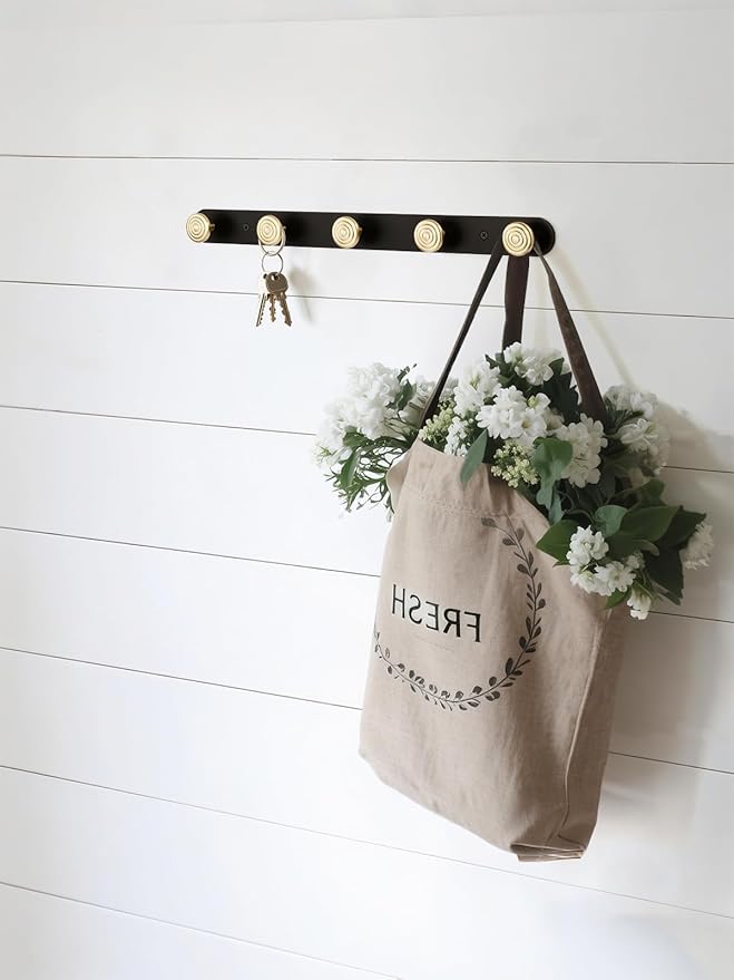 1 Pack Coat Rack Wall Mounted Gold Black Towel Hooks for Bathrooms Wall Hooks for Hanging Coat Robe Hooks Kitchen Decorative Heavy Duty Zinc Alloy