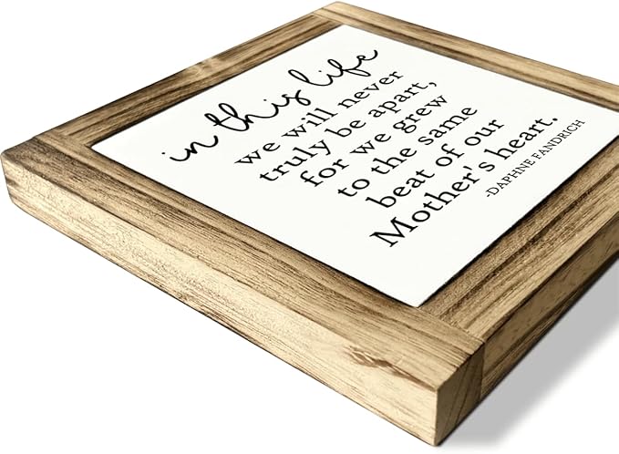 Home Decor Signs, Decorative Wooden Box Sign, Farmhouse Twins Signs, Grieving Sibling Decor, Birthday Gift for Sister or Brother, In This Life We Never Truly Be Apart Sign, 5.9×5.9 inches