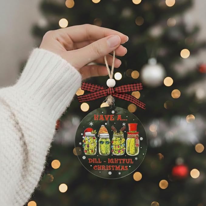 Pickle Ornament - Pickle Ornaments for Christmas Tree - Christmas Pickles Ornaments - Funny Pickles Gifts,Gag Gift - Funny Xmas Gifts - Acrylic Pickles Jar Ornament
