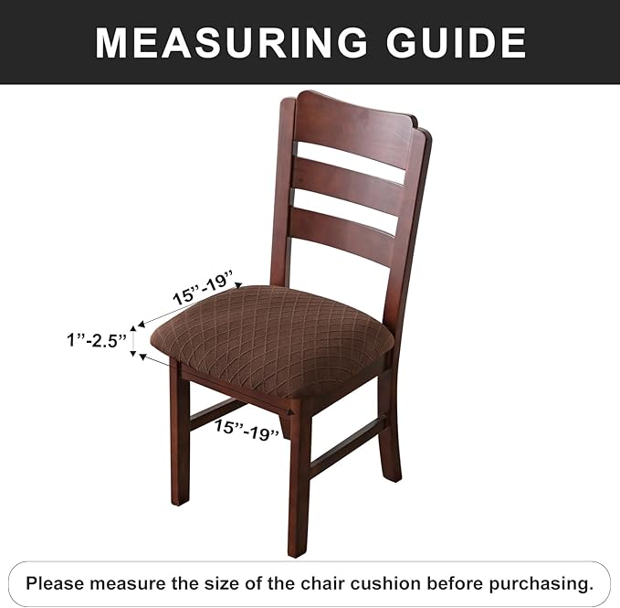 Genina Waterproof Seat Covers for Dining Room Chairs Covers Dining Chair Cover Kitchen Chair Covers (Chocolate, 4 Pcs)