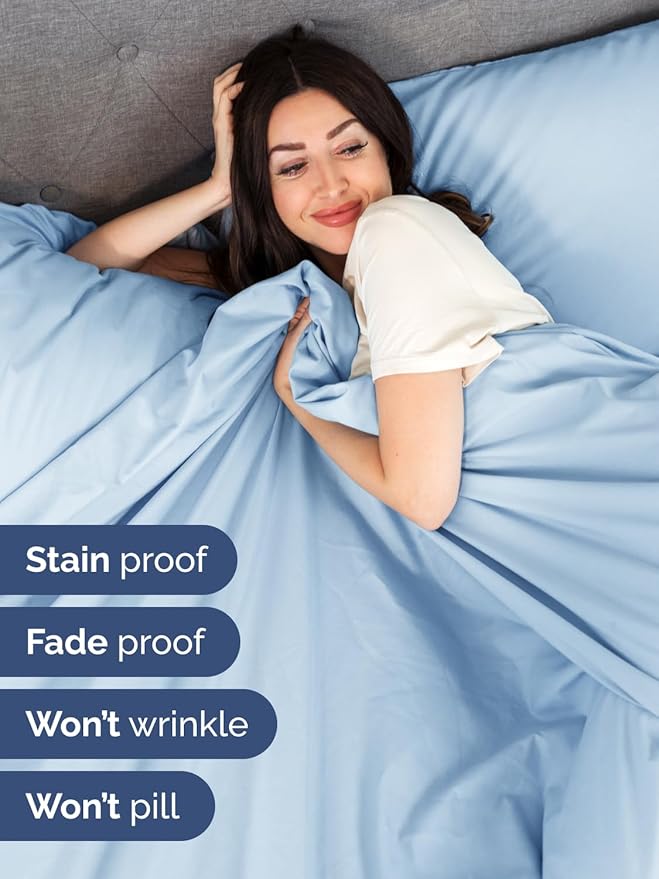 Extra Deep King Sheet Set - 6 Piece Breathable & Cooling Sheets - Hotel Luxury Bed Sheets Set - Easy & Secure Fit - Soft, Wrinkle Free & Comfy Sheets Set - Light Blue Sheet Set with Extra Deep Pockets