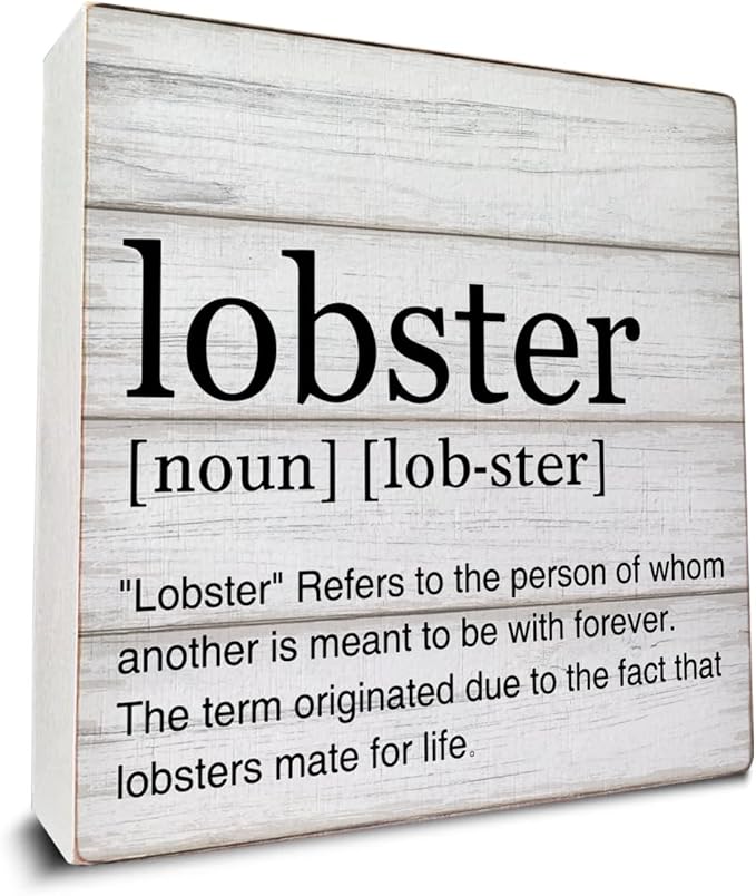 Lobster Definition Decor Lobster Definition Wooden Box Sign Rustic Desk Decorative Wooden Sign Home Decor for Desk Table Shelf 5 x 5 Inches