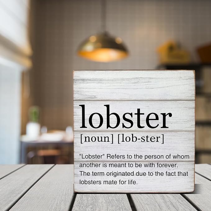 Lobster Definition Decor Lobster Definition Wooden Box Sign Rustic Desk Decorative Wooden Sign Home Decor for Desk Table Shelf 5 x 5 Inches