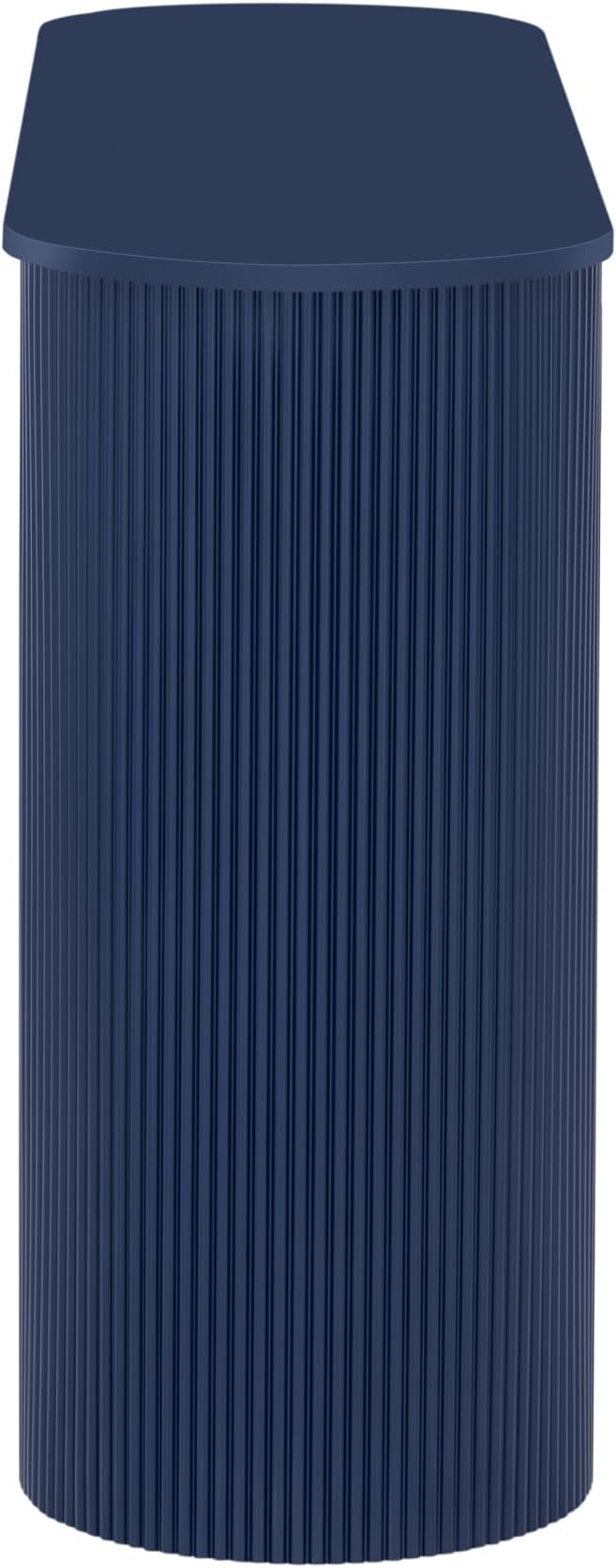 Modern Versatile Console Table with Oval Top and 2 Drawers, Wooden 54'' Long Entryway Table Accent Sofa Table for Hallway Living Room, Unique Vertical Stripe Design (Navy-1.27)