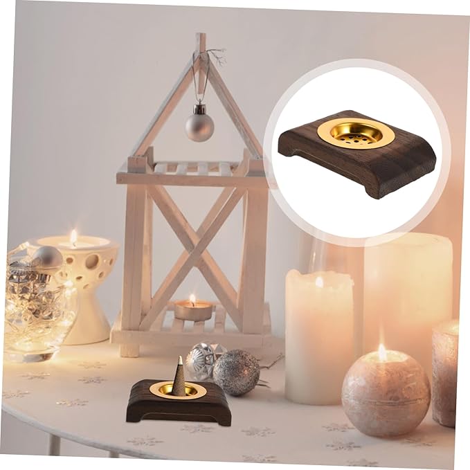 VALICLUD Modern Minimalist Wooden Incense Burner Holder with Tray Small Space-Saving Middle Eastern Arabian Charcoal Burner and Ash Catcher for Home Decor and Aromatherapy
