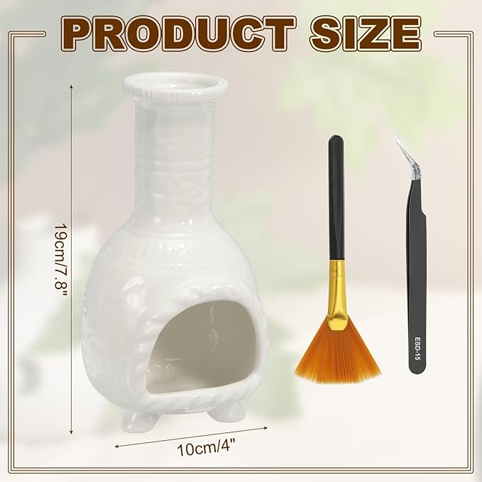 uxcell Incense Burner, Ceramic Incense Holder Santo Holder Ash Catcher with Cleaning Brush Tweezer Decorative Bowl for Meditation Stick Aromatherapy Yoga, White