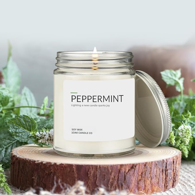 1OAK Peppermint Candle - Soy Wax Scented Candles - Scented Candles for Home (7oz.)