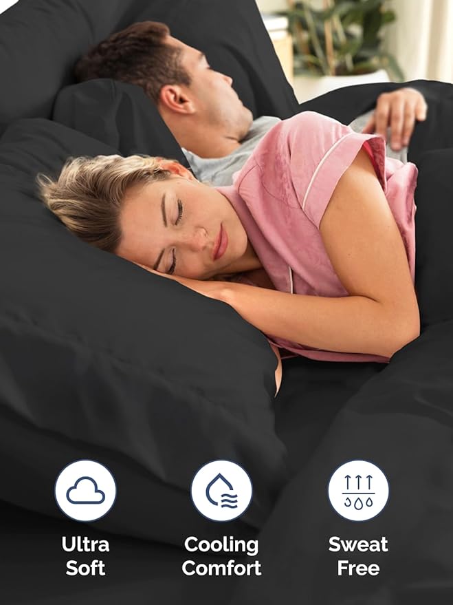 Extra Deep Twin XL Sheet Set - 4 Piece Breathable & Cooling Sheets - Hotel Luxury Bed Sheets Set - Easy & Secure Fit - Soft, Wrinkle Free & Comfy Sheets Set - Black Sheet Set with Extra Deep Pockets