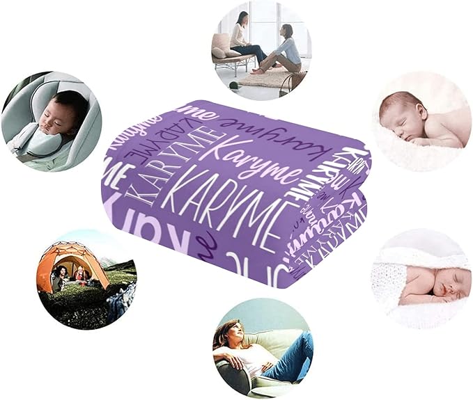 Personalized Blankets with Names Baby Gifts for Girls Boys Custom Soft Fleece and Sherpa Name Blanket for Kids and Adults Birthday for Daughter Son Granddaughter Grandson (Dark Purple)