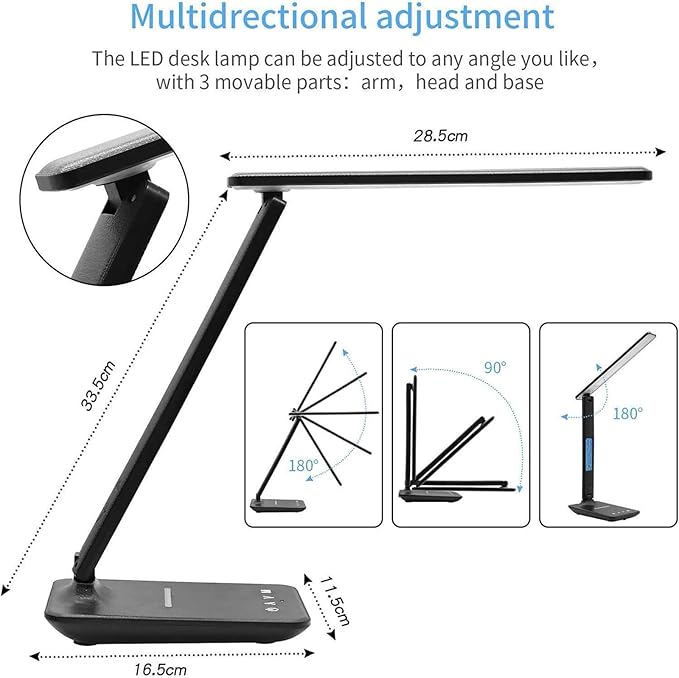 Multi Functional Table Lamp T26 White,Features a Clock, Calendar, Temp Display, Alarm, Wireless Fast Charging, and Adjustable Brightness.