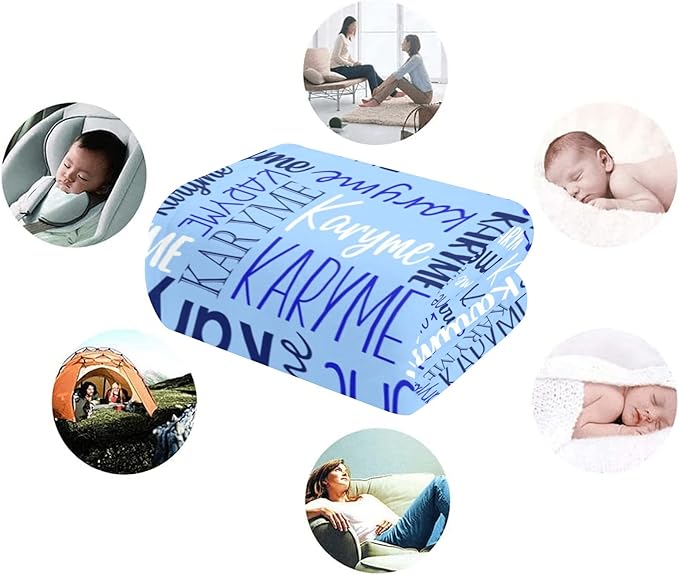 Personalized Blankets with Names Baby Gifts for Girls Boys Custom Soft Fleece and Sherpa Name Blanket for Kids and Adults Birthday for Daughter Son Granddaughter Grandson (Light Blue)