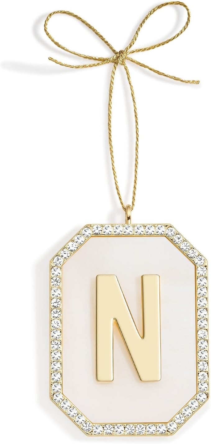 Christmas Initial Ornaments, Letter N Ornaments for Xmas Tree, Hanging Ornament Gift for Mother Best Friends Sister Wife