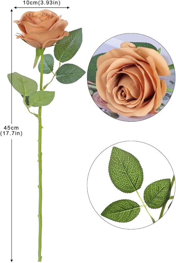 Artificial Rose Flower Artificial Flowers Flower with Long Stem Silk Roses Bouquet for Wedding Bridal Shower Party Home Decoration (Terracotta, 12 Pcs)
