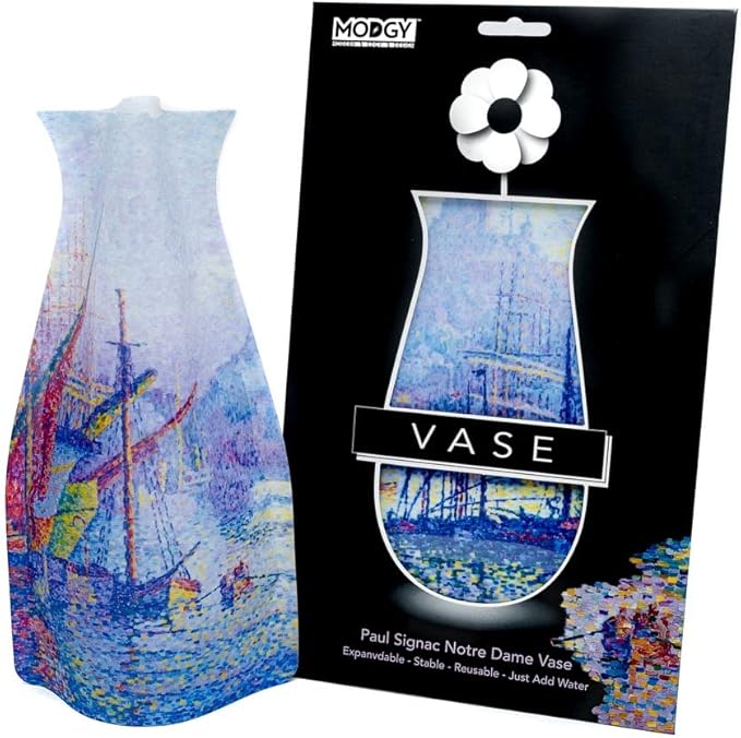 MODGY Expandable Flower Vase Plastic Decorative Modern Vases for Flowers Centerpieces Dining Table Decor Living Room Bathroom Wedding Office, Paul Signac, Notre Dame