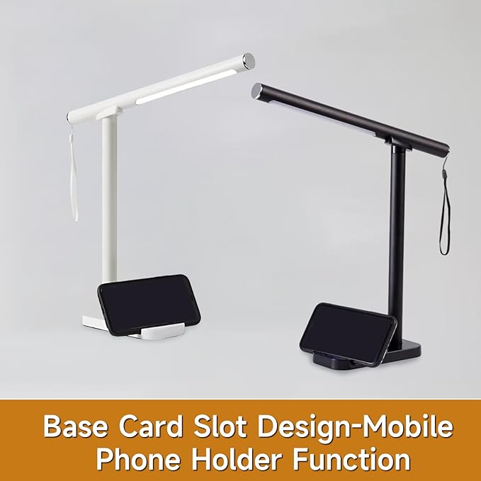 Magnetic Led Desk Lamp: 2 in 1 Reading Lamp with USB Charging Port for Home Bedroom Office Study | Dorm Desk Lamp with 3500-6500k Touch Control Dimming | 5 Brightness Levels | White