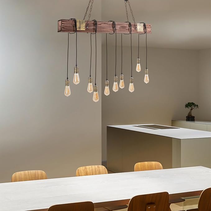 Hanging Light Chandelier,10-Light Chandelier with Adjustable Height,Large Pendant Light Flush Mount,Hanging Light Lantern,Lighting Fixture for Dining Room,Kitchen