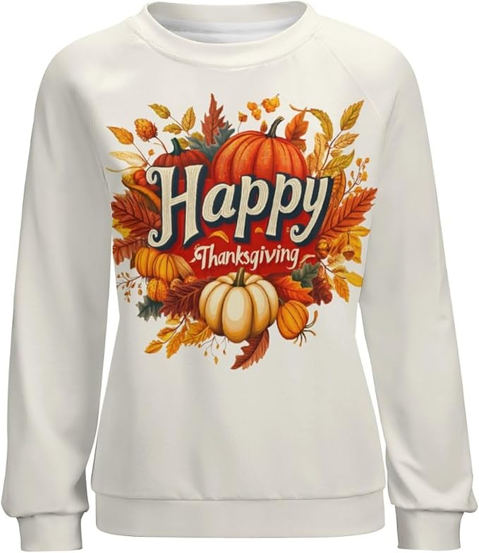 Thanksgiving Sweatshirt for Women Crewneck Pullover Casual Graphic Long Sleeve Shirts Sweater