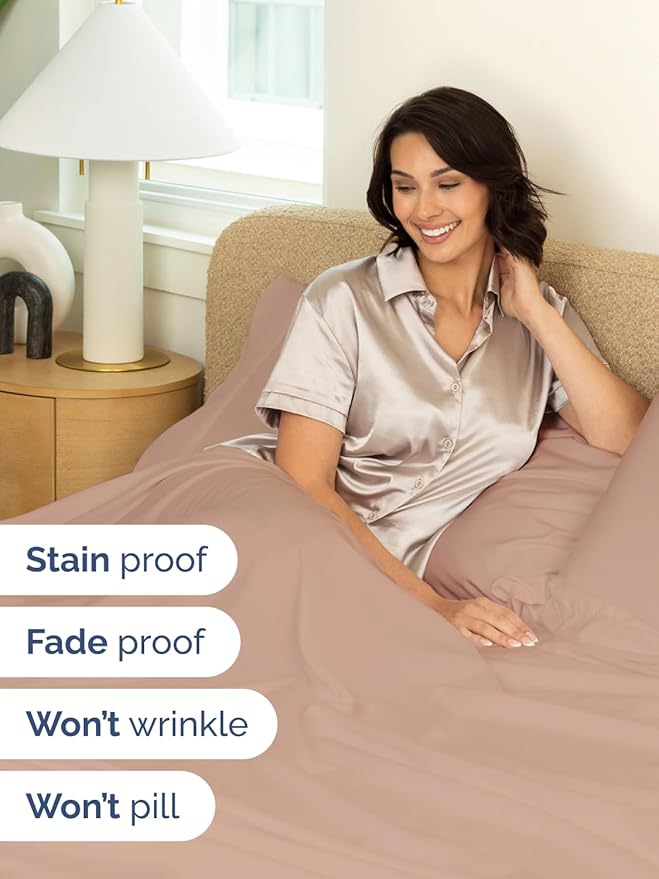 Extra Deep Cal King Sheet Set - 6 Piece Breathable & Cooling Sheets - Hotel Luxury Bed Sheets Set - Easy & Secure Fit - Soft, Wrinkle Free & Comfy Sheets Set - Mauve Sheet Set with Extra Deep Pockets