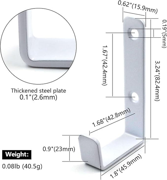 (12 Pack) Heavy Duty Steel Wall J Hooks with Double Hole Screws Stronger Installation for Hanging Home, Office, Garage, Bathroom, Dressing Rooms, Wall-Mounted Coat Racks (White-Double Holes)