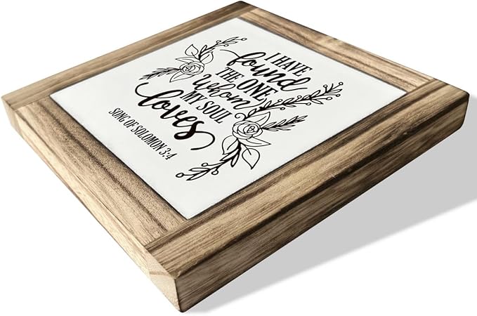 Christian Sign, Box Wood Plaques Desk Décor, Inspirational Scripture Sign, Bedroom Decor, Religious Wedding Decor, Gift for Lover, I Have Found the One Whom My Soul Loves - Song of Solomon 3:4