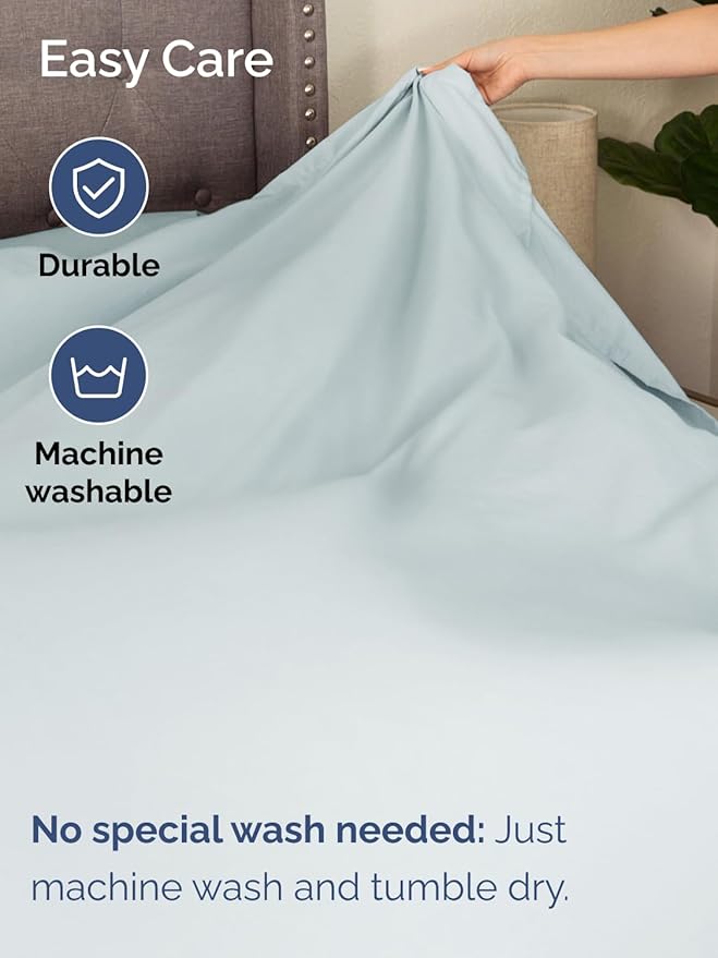 Extra Deep Twin Sheet Set - 4 Piece Breathable & Cooling Sheets - Hotel Luxury Bed Sheets Set - Easy & Secure Fit - Soft, Wrinkle Free & Comfy Sheets Set - Ice Blue Sheet Set with Extra Deep Pockets