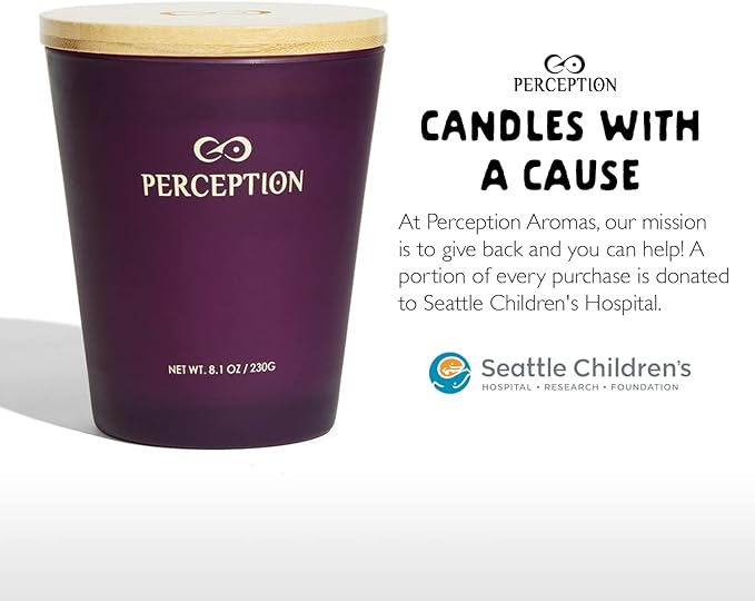 PERCEPTION AROMAS Luxury Scented Candle | Lavender Vanilla | Hand Poured Soy Wax Candle with Gift Box | Elegant Fragrances | 50 Hour Burn Time (8.1 oz)