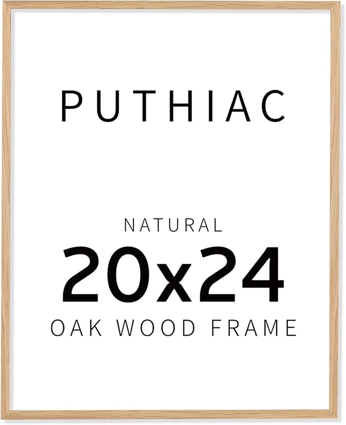 puthiac 20x24 Oak Wood Picture Frames -20"x24" Poster Frames for Wall, 20x24 Picture Frame for Wall, 20 x 24 Photo Frame, 20 x 24 Frames (1 Pack, Beige)