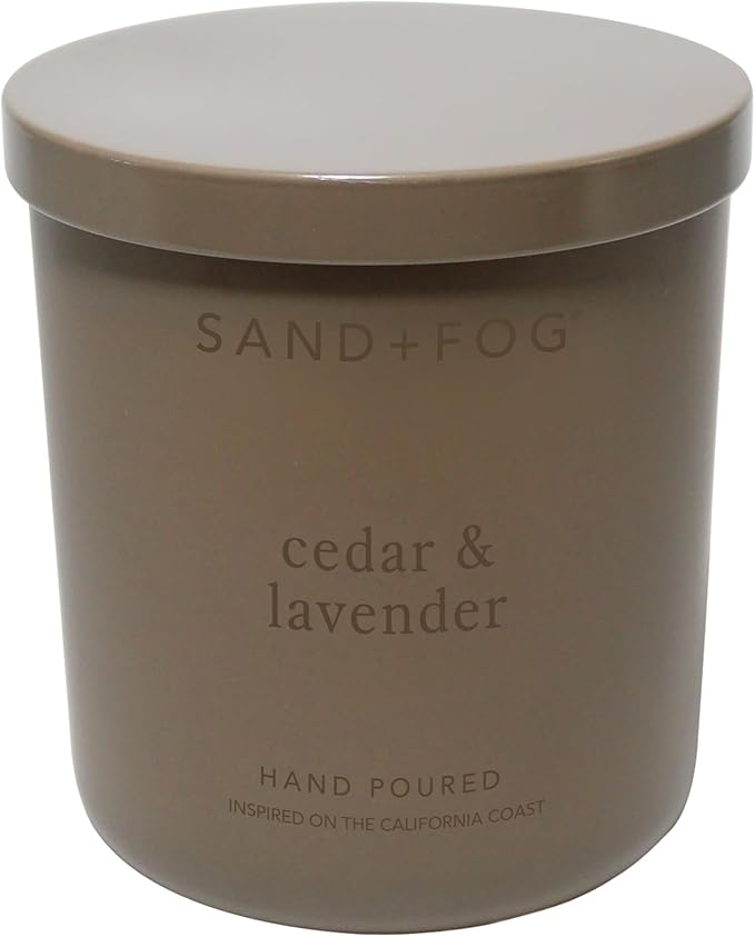 Sand + Fog Scented Candle - Cedar & Lavendar – Additional Scents and Sizes – 100% Cotton Lead-Free Wick - Luxury Air Freshening Jar Candles - Perfect Home Decor – 10oz