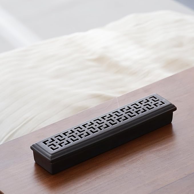 CEREMONY Incense Holder,Ceramic Incense Holder for Sticks with Ash Catcher,Coffin Style Incense Box,Incense Burner for Meditation Yoga Spa Room Decor(Brown)