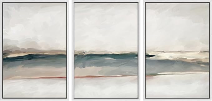 SIGNWIN Framed Canvas Print Wall Art Set Grunge Gold Pastel Landscape Shapes Abstract Illustrations Modern Art Decorative Nordic Chic Calm/Zen for Living Room, Bedroom, Office - 16"x24"x3 White