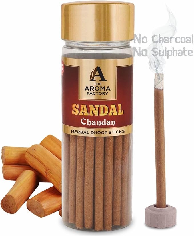The Aroma Factory Dhoop batti .No Bamboo Herbal Dhoop Sticks with Incense Holder, 5 Bottle x 75g,with Jute Bag (Wellness)