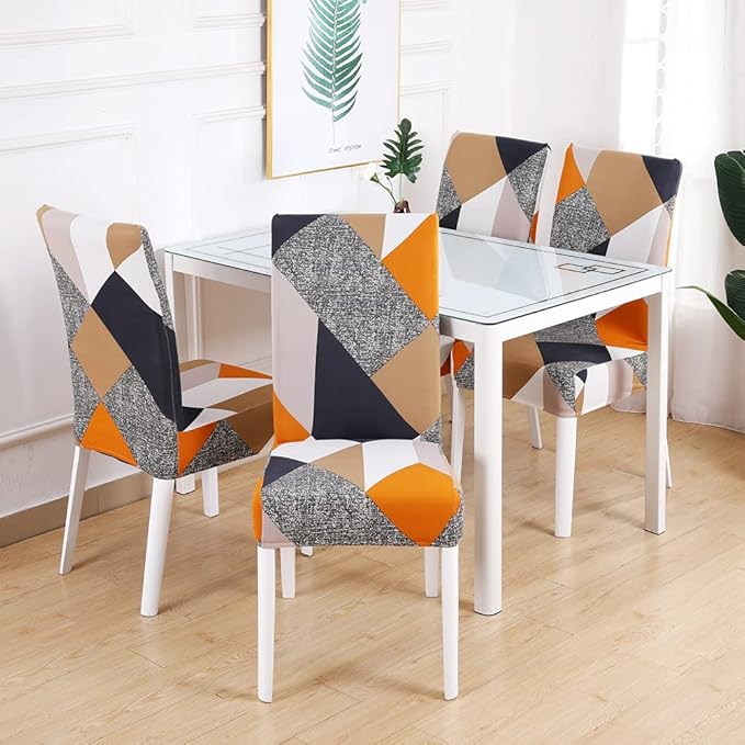 Senllori Dining Room Chair Covers Set of 6,Printed Pattern Parsons Chair Slipcovers Removable Washable Kitchen Seat Dining Chairs Protector Cover for Home or Party