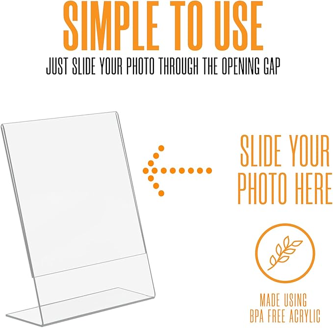 Photo Booth Nook | 4x6 Acrylic Sign Holder (72 Count) | Crystal Clear Acrylic Picture Frames | Bulk Picture Frames 4x6 | Vertical Orientation