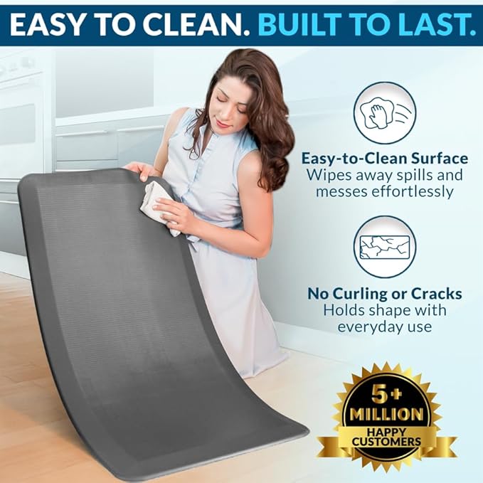 ComfiLife Anti Fatigue Floor Mat – 3/4 Inch Thick Kitchen Mats for Floor, Standing Desk Mat, Kitchen Rug – Comfort at Home, Office – Durable – Stain Resistant – Non-Slip Bottom (24" x 70", Charcoal)