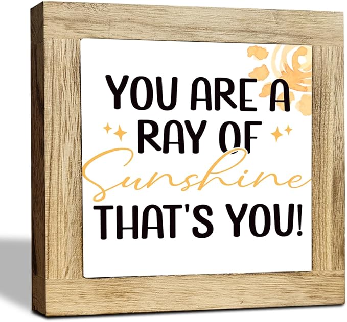 You Are A Ray Of Sunshine Coaster - Friendship Gift, Funny Thank You Gift, Positivity, Funny Home Decor, Box Wood Plaques Desk Décor, Rustic Farmhouse Decor for the Home Sign, Housewarming Gifts