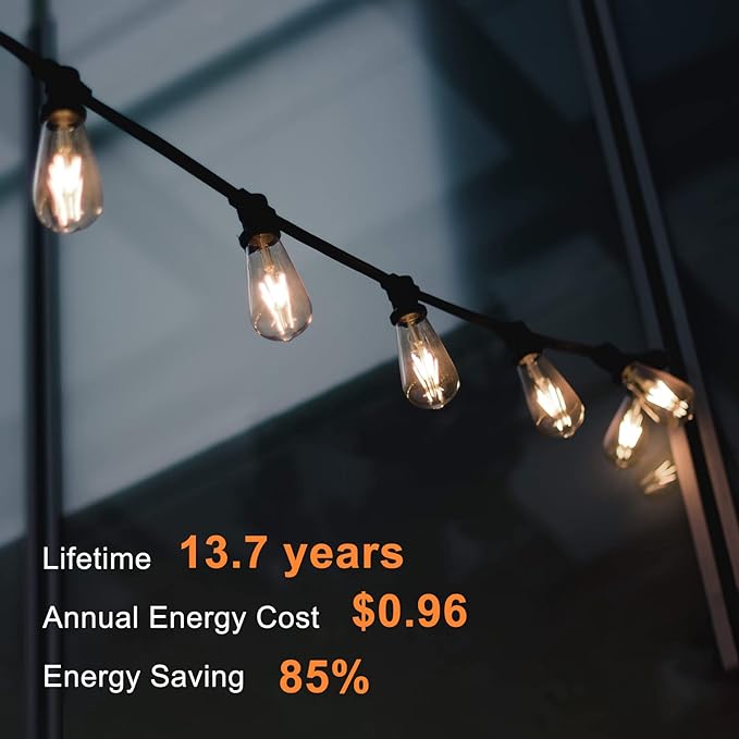 TJOY Edison Light Bulbs 60W Equivalent, Dimmable Vintage LED Light Bulbs, E26 Medium Base, Warm White 2700K, ST58, 8W, 800LM, 80+ CRI, Antique Decorative Filament LED Bulb, Clear Glass, 6 Pack