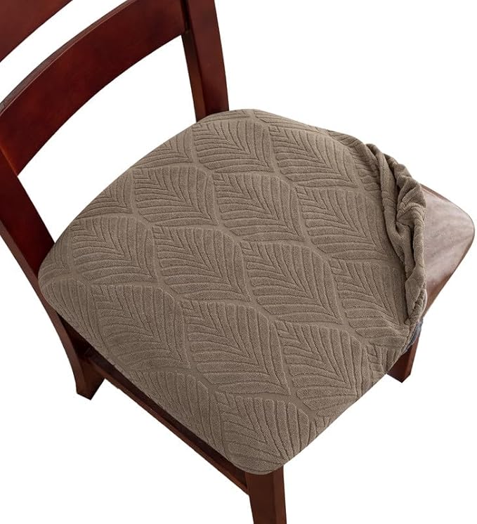 Genina Waterproof Dining Room Chair Cover Set of 4, Stretch Jacquard Seat Covers for Dining Room Chairs, Kitchen Parsons Chair Covers Slipcover Protector