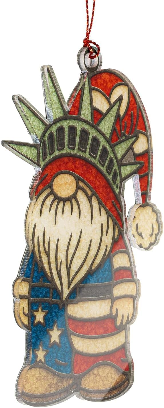 Gnome Christmas Tree Ornaments, Patriotic Christmas Ornaments, Patriotic Gnome Ornament in American Flag Colors, Gnome Gifts for Holiday Presents, Gift Exchange Ideas, Gnome Ornament Decorating Fun