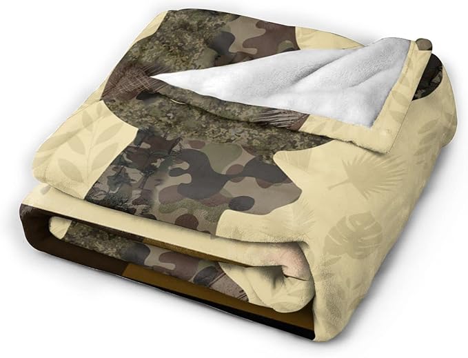 Deer Camouflage Throw Blanket Cozy Plush Camo Hunting Flannel Fleece Ultra Soft Blankets Unisex Lightweight Fuzzy Party Blanket Gifts for Adult Men Bed Couch Sofa Kids 60"x50"