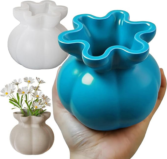 Wehous Unique Vase Resin Molds, Irregular Lucky Bag Container Storage Jar Bottle Mold Silicone Flower Vase Planter Mold for Epoxy Resin Concrete Cement Craft Jewelry Holder Halloween Christmas Decor