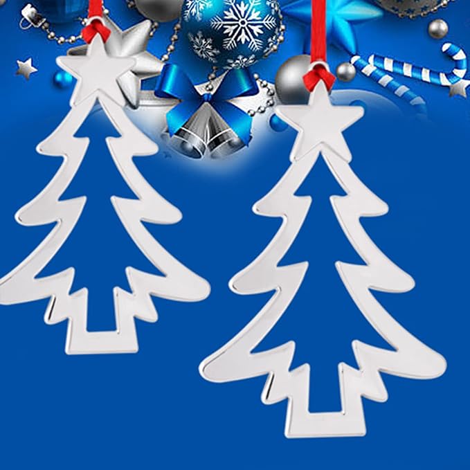 Set of 6 Christmas Hanging Ornaments,Silver Christmas Ornament for Xmas Tree Decor, Christmas Tree Ornament-Snowflake Reindeer Snowman Christmas Tree Ornament Gift (6, Mixed Set)