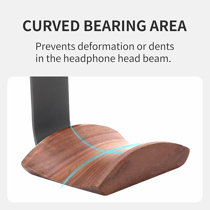 Wood Headphone Wall Mount Holder, with VHB Adhesive Tape and Screw, Holds 10 lbs (Black & Walnut Wood, 2 Pack)