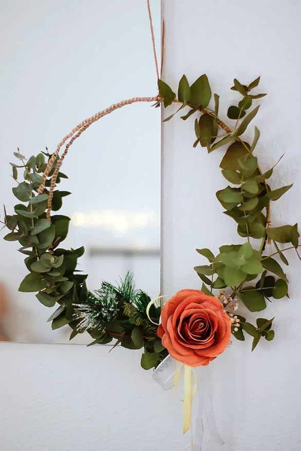 Artificial Rose Flower Artificial Flowers Flower with Long Stem Silk Roses Bouquet for Wedding Bridal Shower Party Home Decoration (Burnt Orange, 50 Pcs)